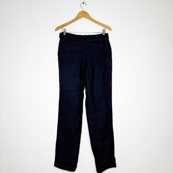 Veronique Branquinho 100% Linen Pants Navy Blue IT 40 / US 4 Made in Italy - Picture 2 of 7
